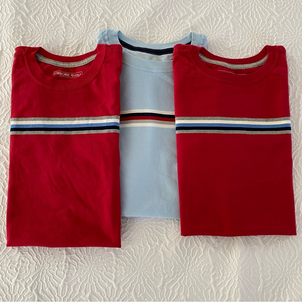 Boys Striped Short Sleeves 3 Tee Shirts Bundle - XL, New